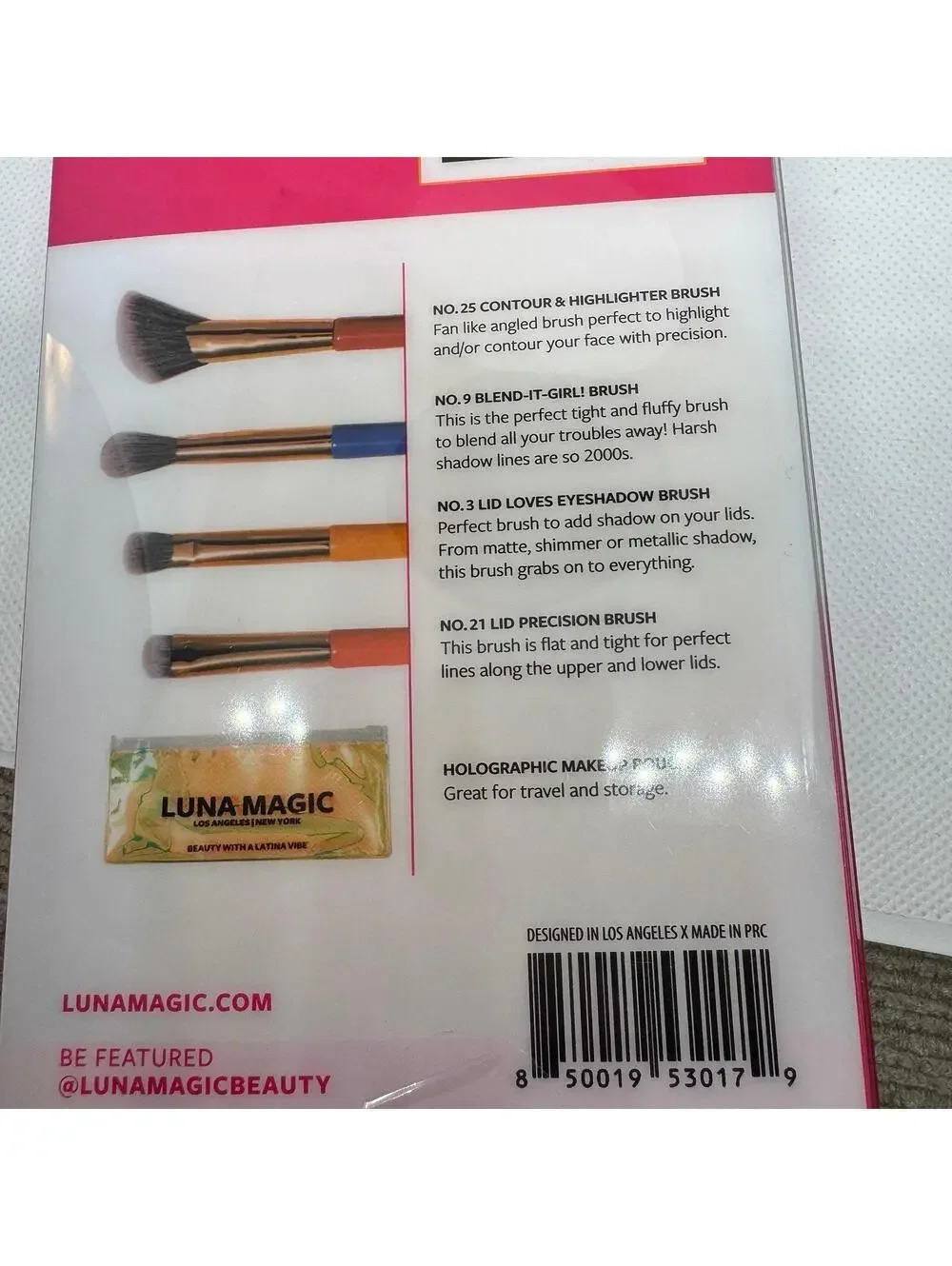 LUNA MAGIC Blend It Girl Eye Makeup Brush Set with Holographic Pouch